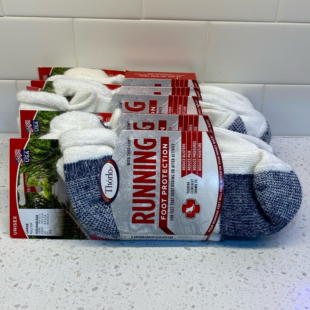 5 Pack - Thorlos - Rolltop Running Socks - Size Large